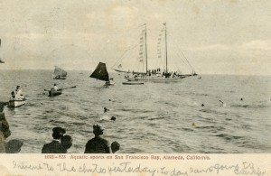 Aquatic sports on San Francisco Bay, Alameda, California mailed 1908               